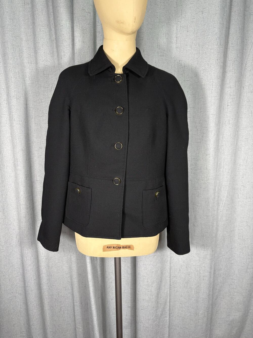 Talbots Stylish Petites Black Two Button Blazer Dress Jacket Suit Coat Pockets